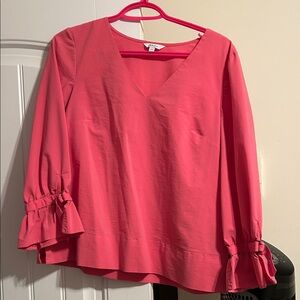 Reitmans Coral Pink V-Neck Bell Sleeve Blouse